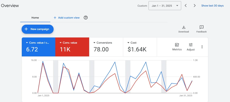 Beaver Builder Google Ads January 2025 - 6.72x ROAS